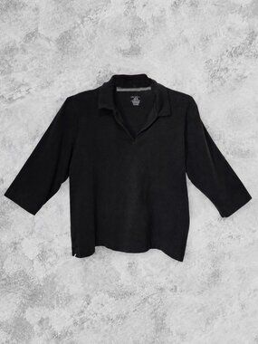 Merona Black Collared 3/4 Sleeve Women's Top - 16W/18W